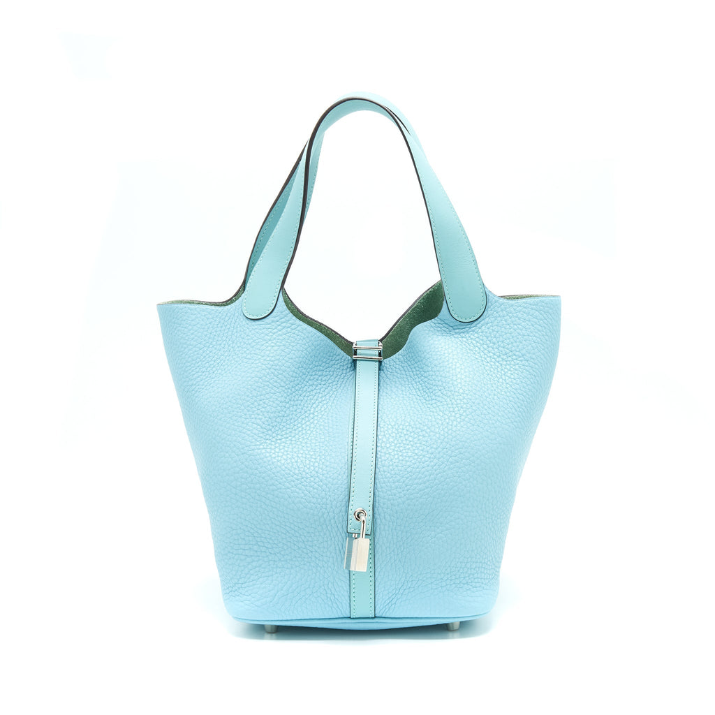 Hermes Picotin 22 Lock Bag Blue Atoll SHW