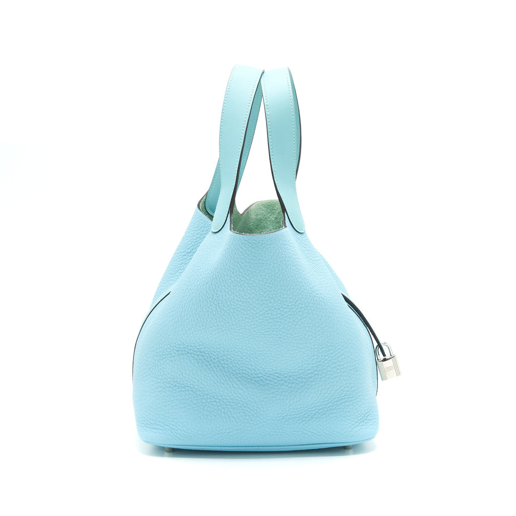 Hermes Picotin 22 Lock Bag Blue Atoll SHW