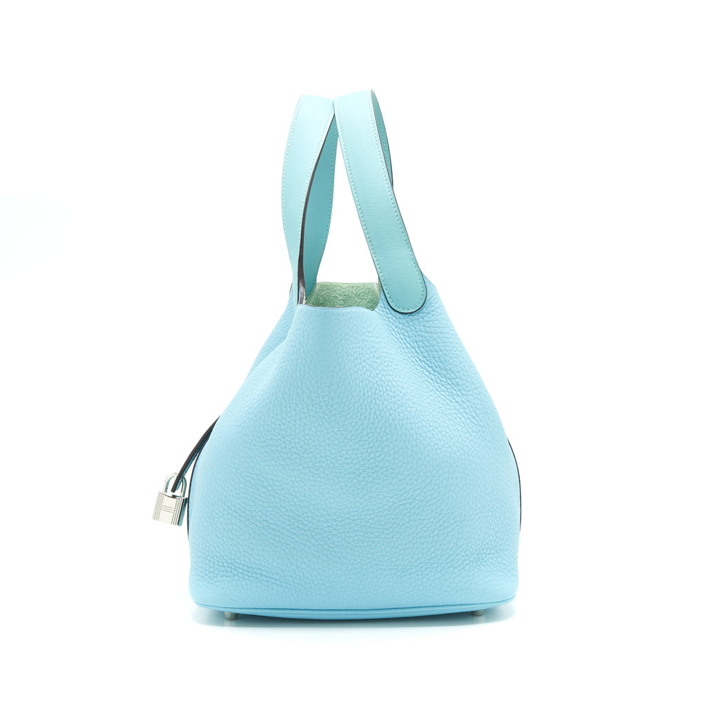 Hermes Picotin 22 Lock Bag Blue Atoll SHW