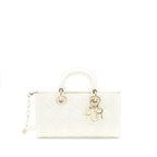 DIOR LADY D-JOY BAG LATTE CANNAGE LAMBSKIN WHITE LGHW