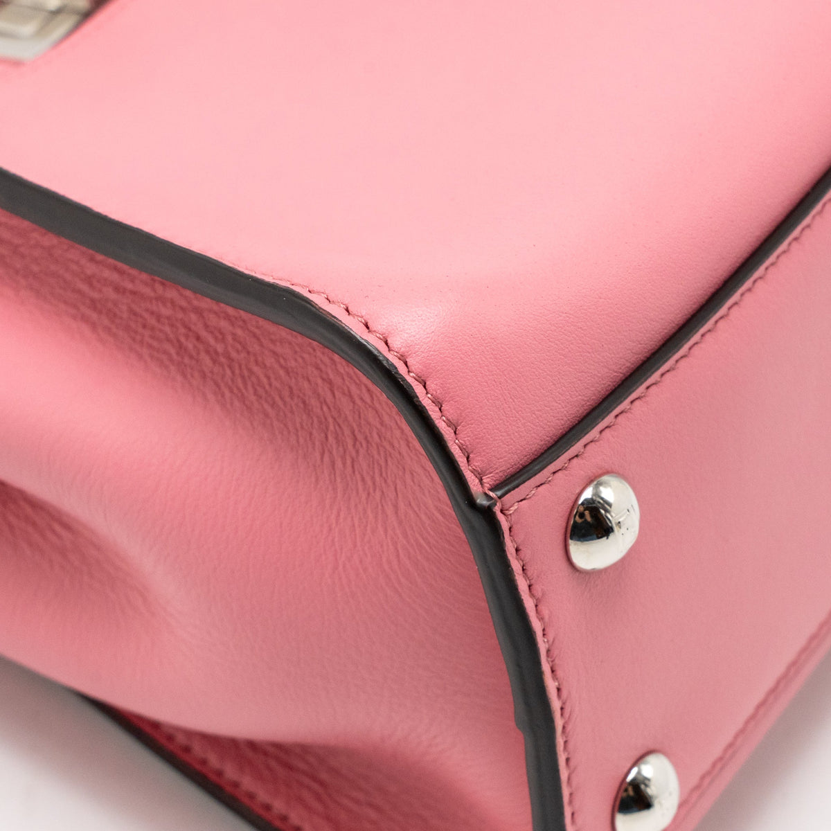 Fendi Mini Peekaboo No Maniglia Bag Nappa Leather Pink SHW with Pink Shearling and Clear Acrylic Replacement Top Handles (Sell in Set)
