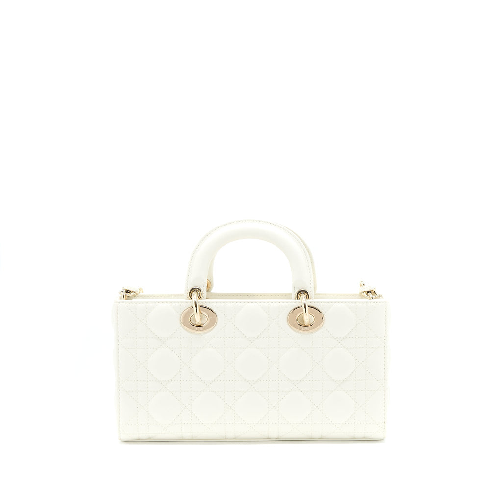 DIOR LADY D-JOY BAG LATTE CANNAGE LAMBSKIN WHITE LGHW
