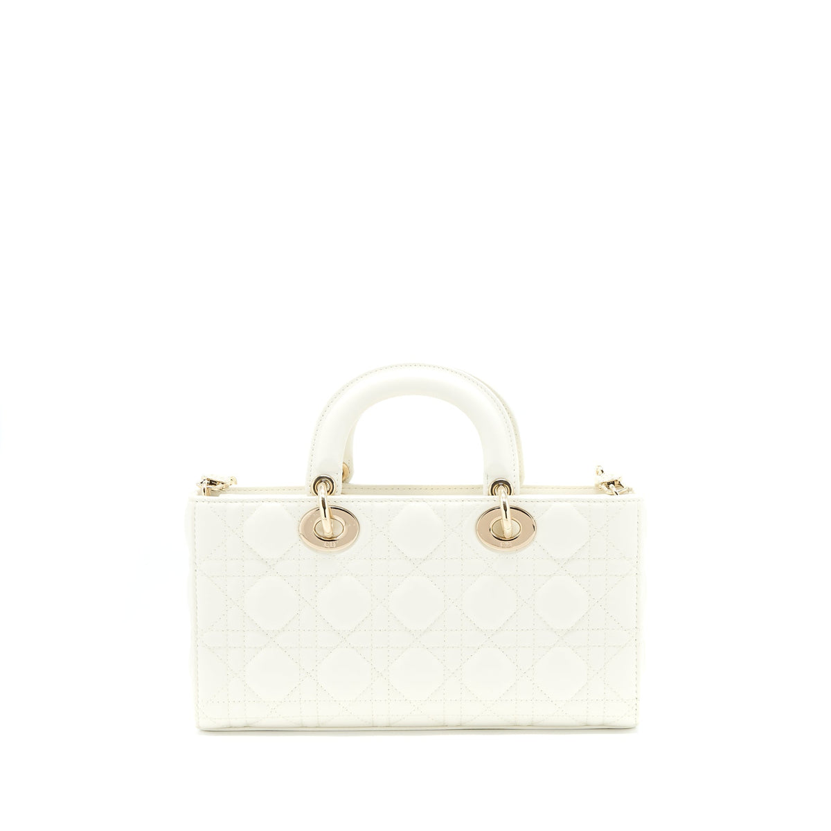 DIOR LADY D-JOY BAG LATTE CANNAGE LAMBSKIN WHITE LGHW
