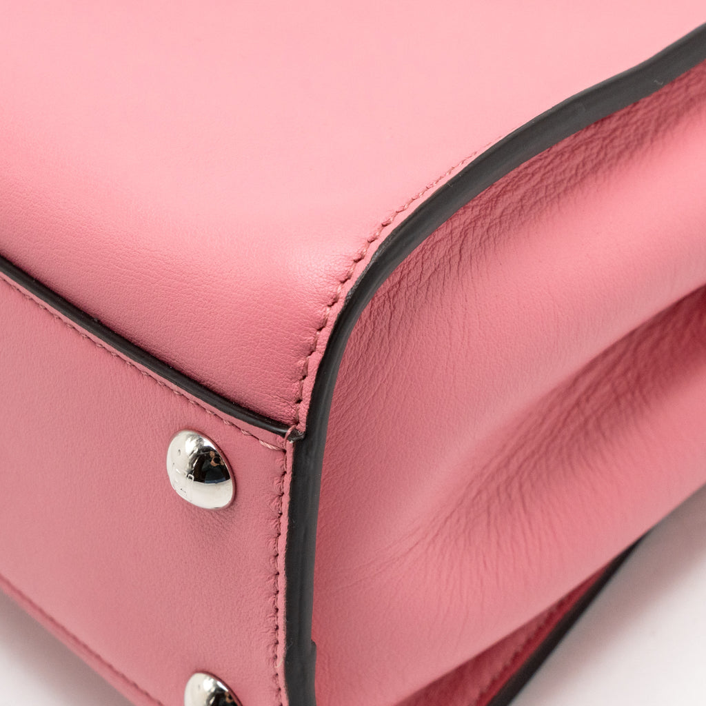 Fendi Mini Peekaboo No Maniglia Bag Nappa Leather Pink SHW with Pink Shearling and Clear Acrylic Replacement Top Handles (Sell in Set)