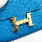 Hermes Constance Compact Wallet Epsom Blue GHW