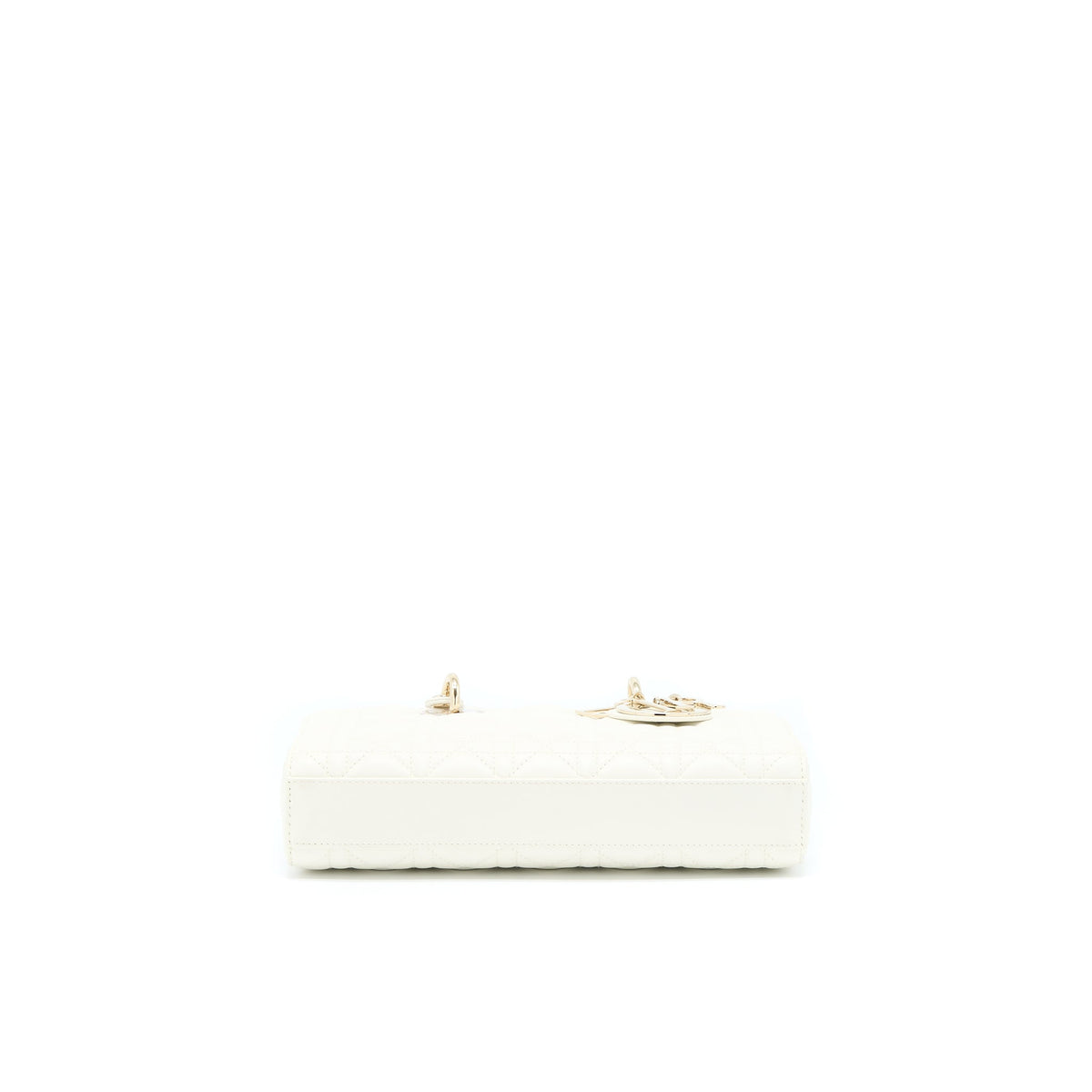 DIOR LADY D-JOY BAG LATTE CANNAGE LAMBSKIN WHITE LGHW