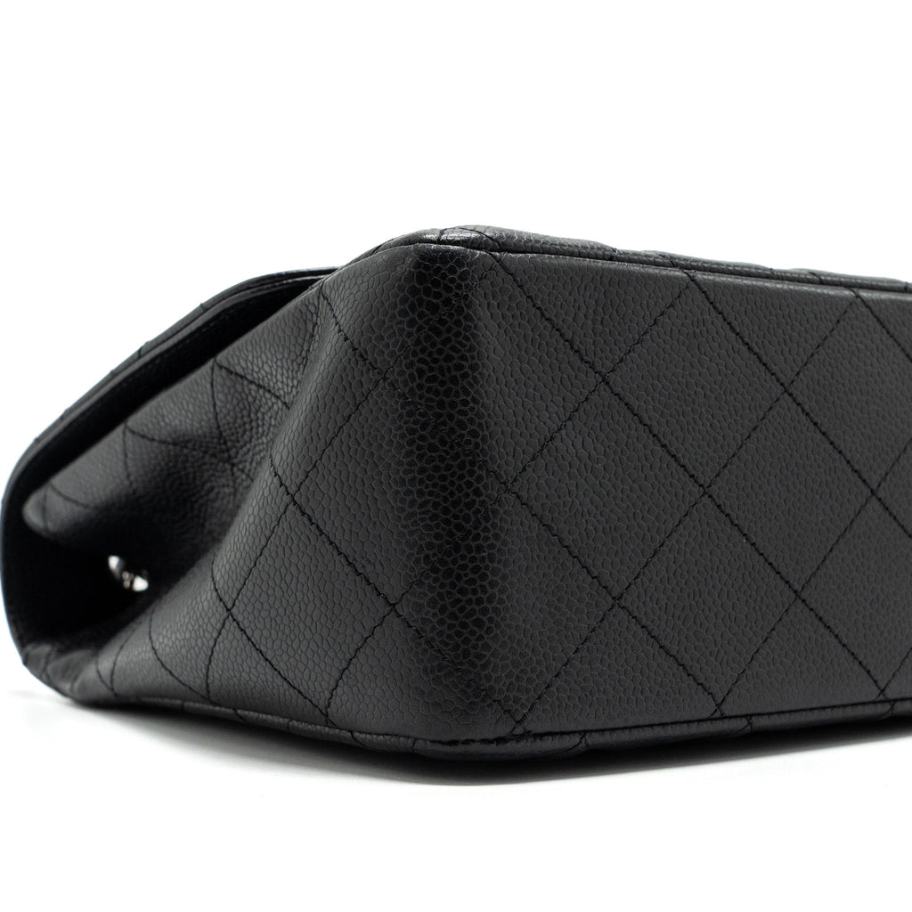 CHANEL JUMBO CLASSIC SINGLE FLAP BAG CAVIAR BLACK SHW