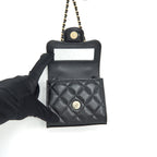 CHANEL 22P TOP HANDLE MINI FLAP BAG WITH CHAIN LAMBSKIN BLACK LGHW