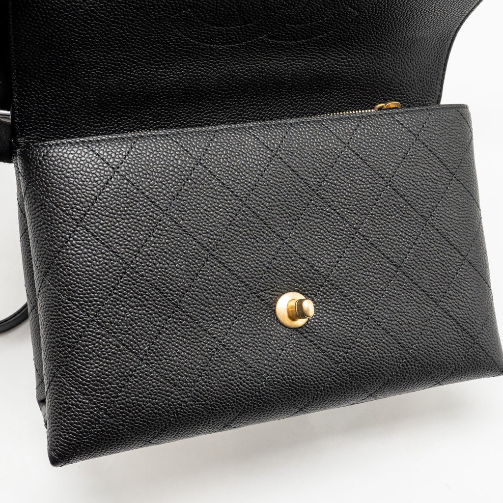 Chanel 20K CC Flap Bag with Handle Caviar Black GHW