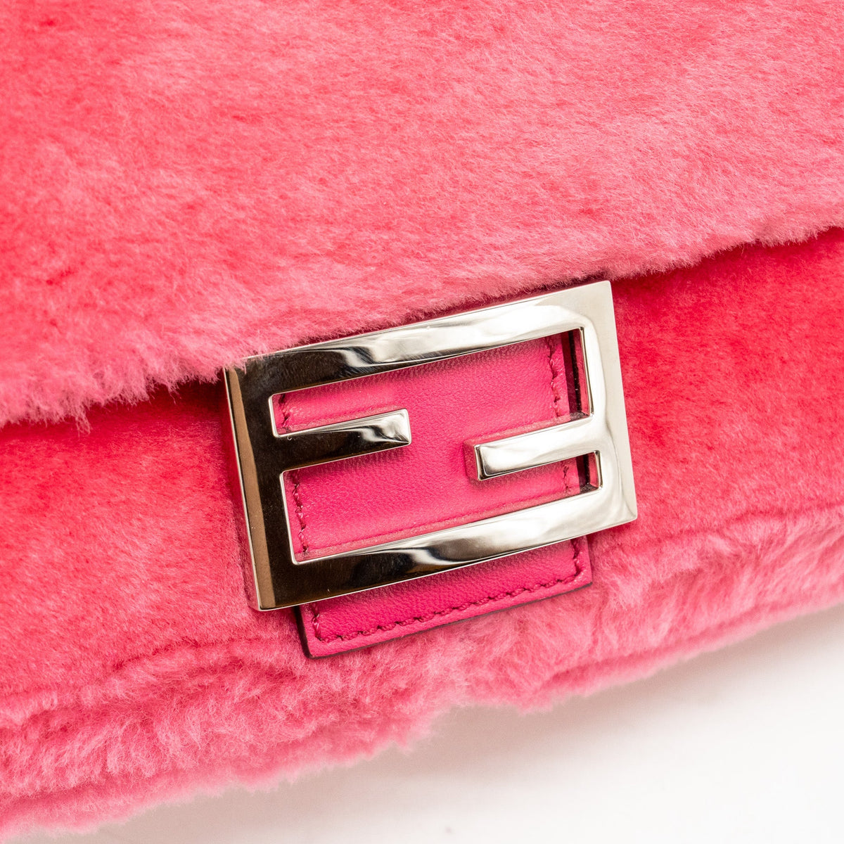 Fendi baguette bag shearling Nappa lambskin Pink SHW
