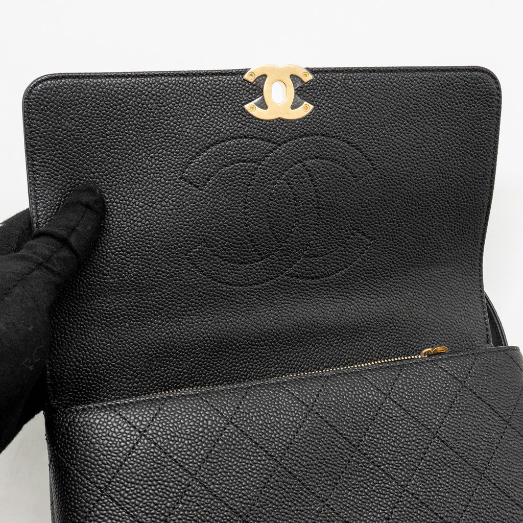 Chanel 20K CC Flap Bag with Handle Caviar Black GHW