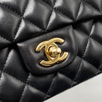 CHANEL MEDIUM CLASSIC DOUBLE FLAP BAG LAMBSKIN BLACK GHW