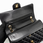 CHANEL MEDIUM CLASSIC DOUBLE FLAP BAG LAMBSKIN BLACK GHW