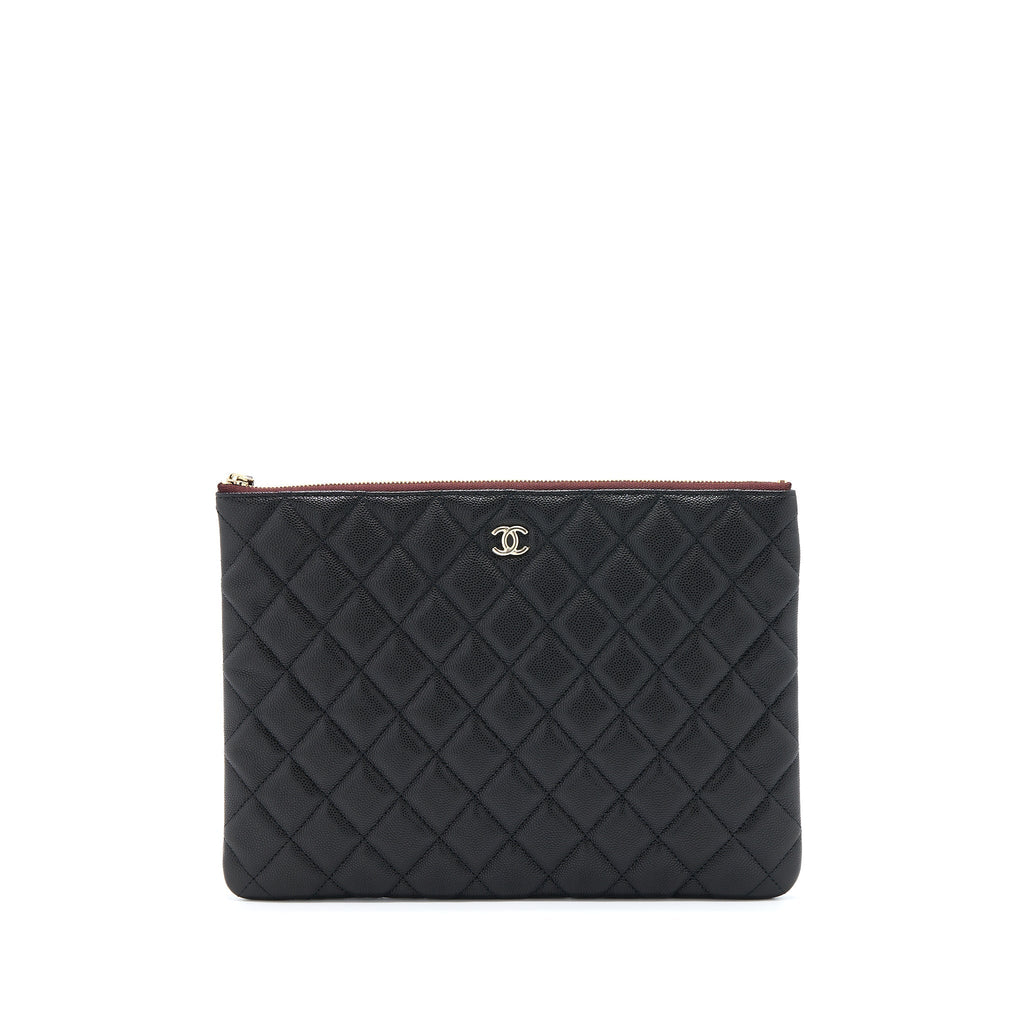 CHANEL O CASE POUCH CAVIAR BLACK LGHW