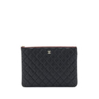 CHANEL O CASE POUCH CAVIAR BLACK LGHW