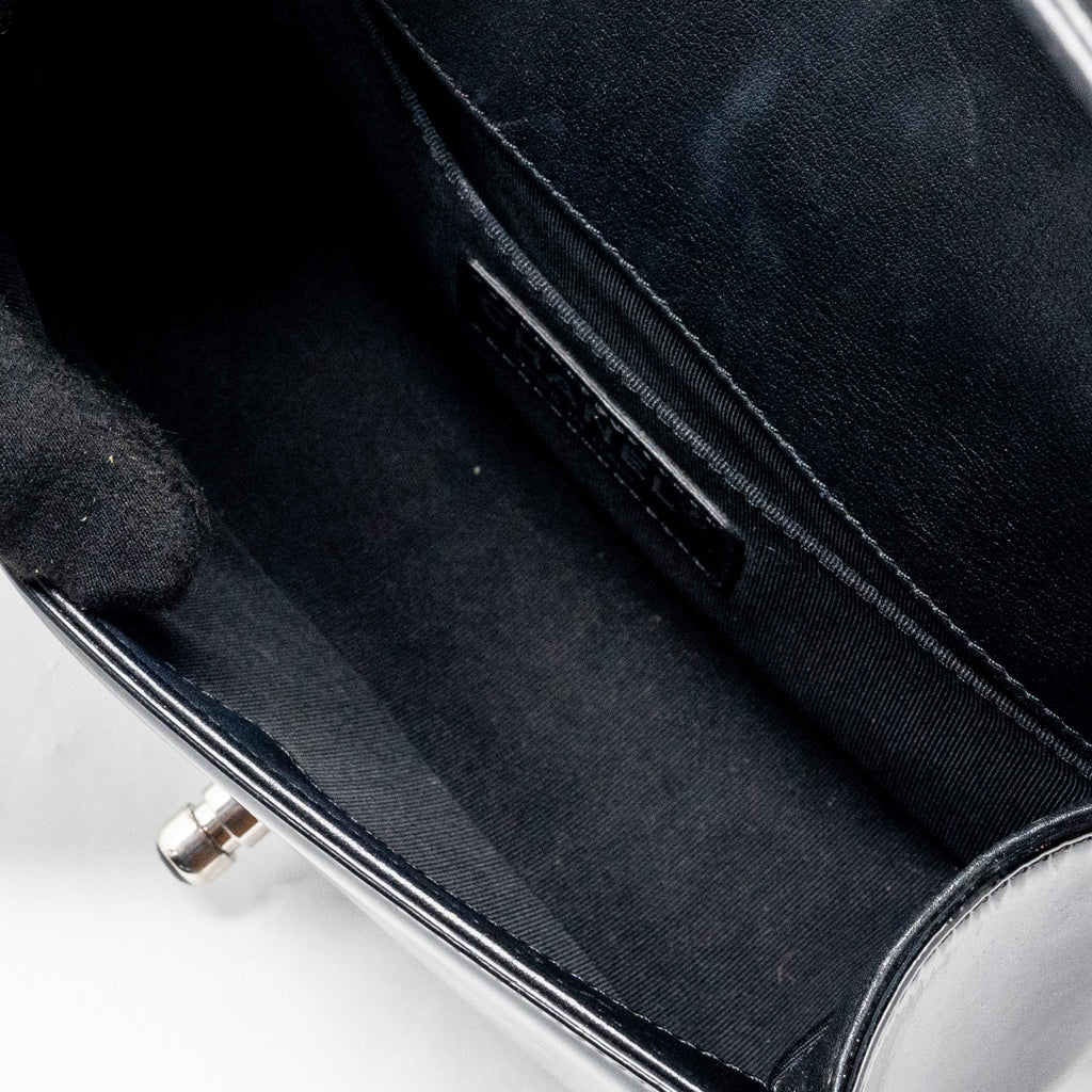CHANEL SMALL BOY BAG PATENT BLACK MULTICOLOUR HARDWARE