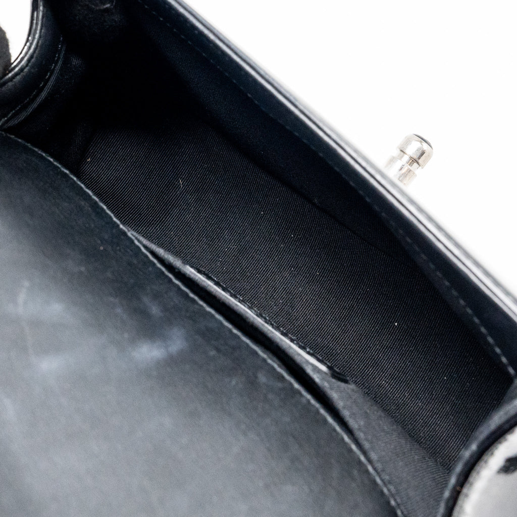 CHANEL SMALL BOY BAG PATENT BLACK MULTICOLOUR HARDWARE