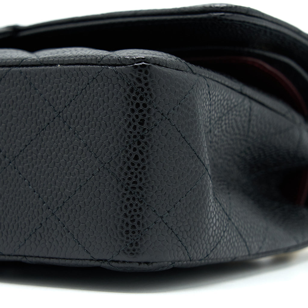 CHANEL MEDIUM CLASSIC DOUBLE FLAP BAG CAVIAR BLACK GHW (MICROCHIP)