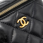 CHANEL PEARL CRUSH MINI VANITY WITH CHAIN LAMBSKIN BLACK WITH GHW
