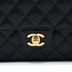 CHANEL MEDIUM CLASSIC DOUBLE FLAP BAG CAVIAR BLACK GHW (MICROCHIP)