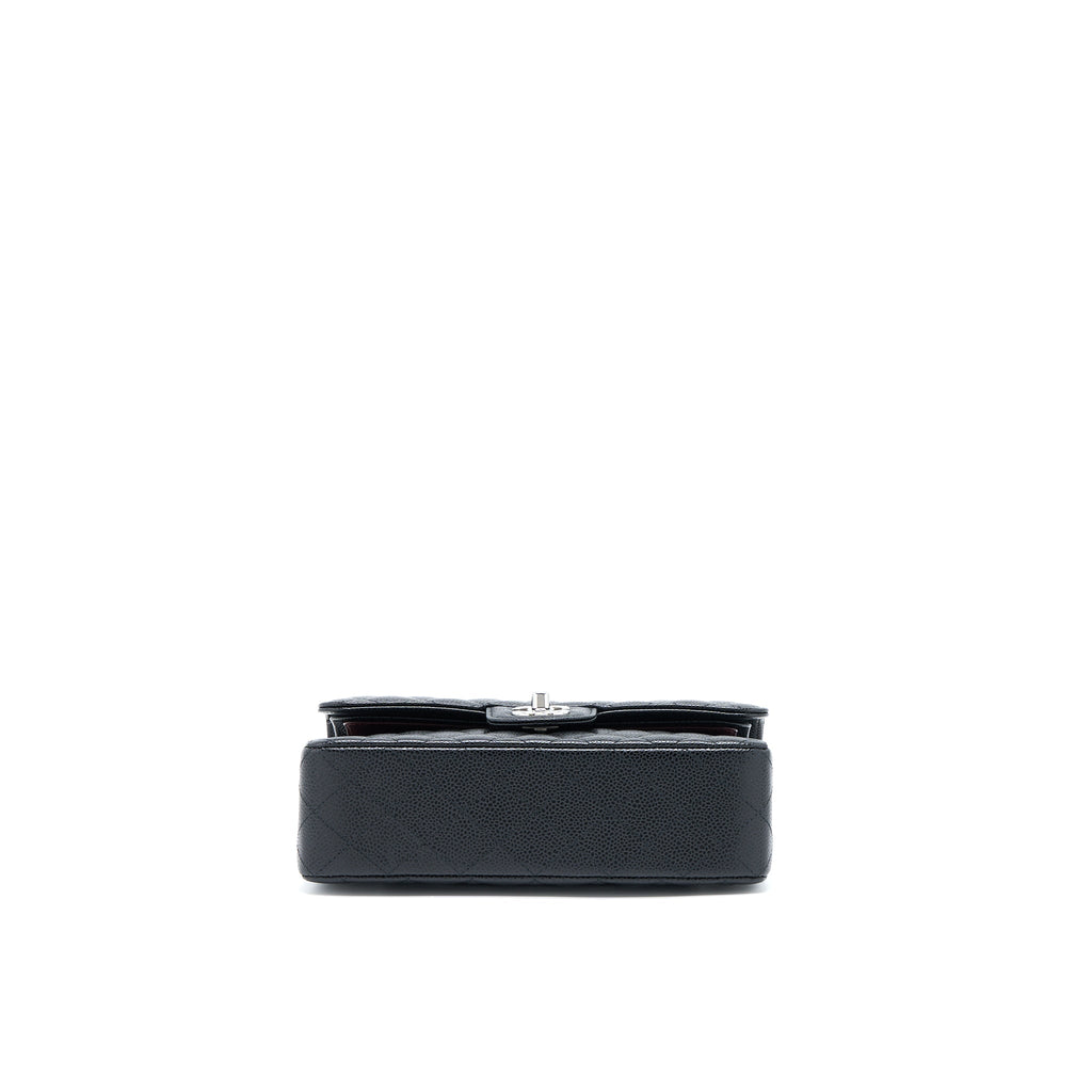 CHANEL SMALL CLASSIC DOUBLE FLAP BAG CAVIAR BLACK SHW(MICROCHIP)