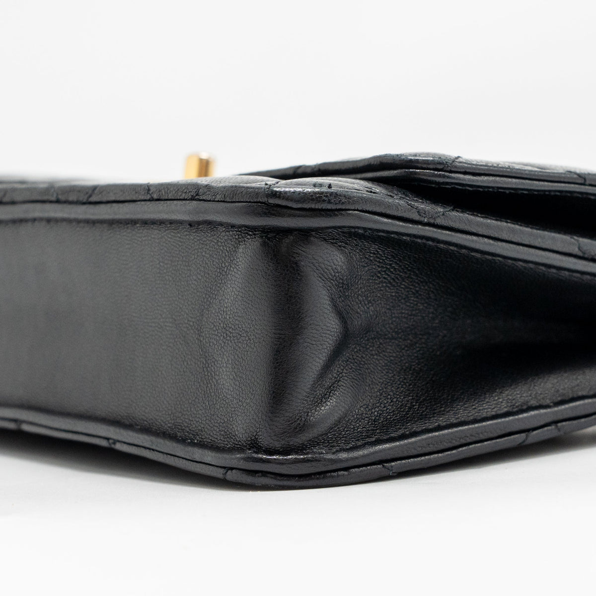 CHANEL PEARL CRUSH WALLET ON CHAIN LAMBSKIN BLACK GHW (MICROCHIP)