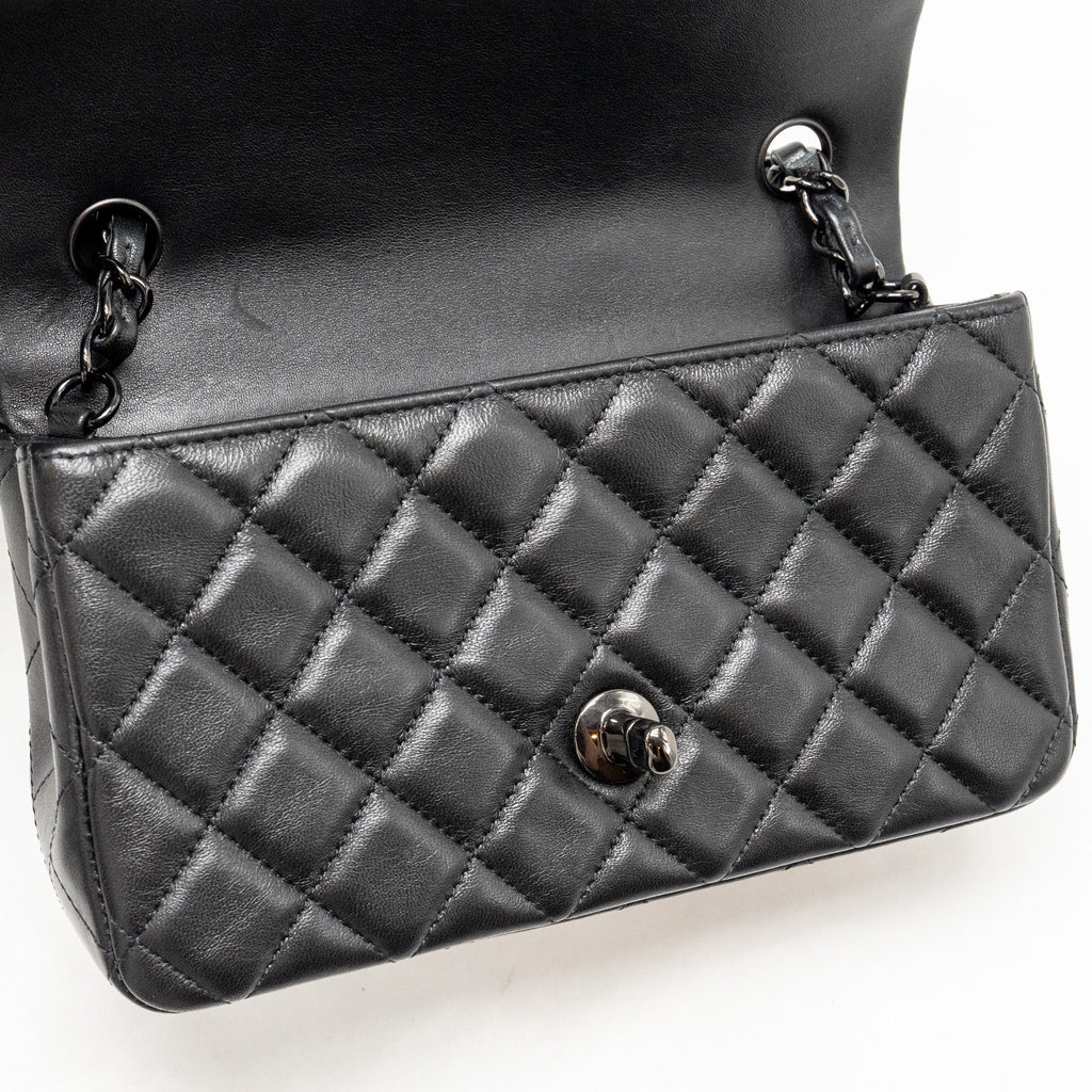 Chanel Mini Rectangular Flap Bag Lambskin SO Black (Microchip)