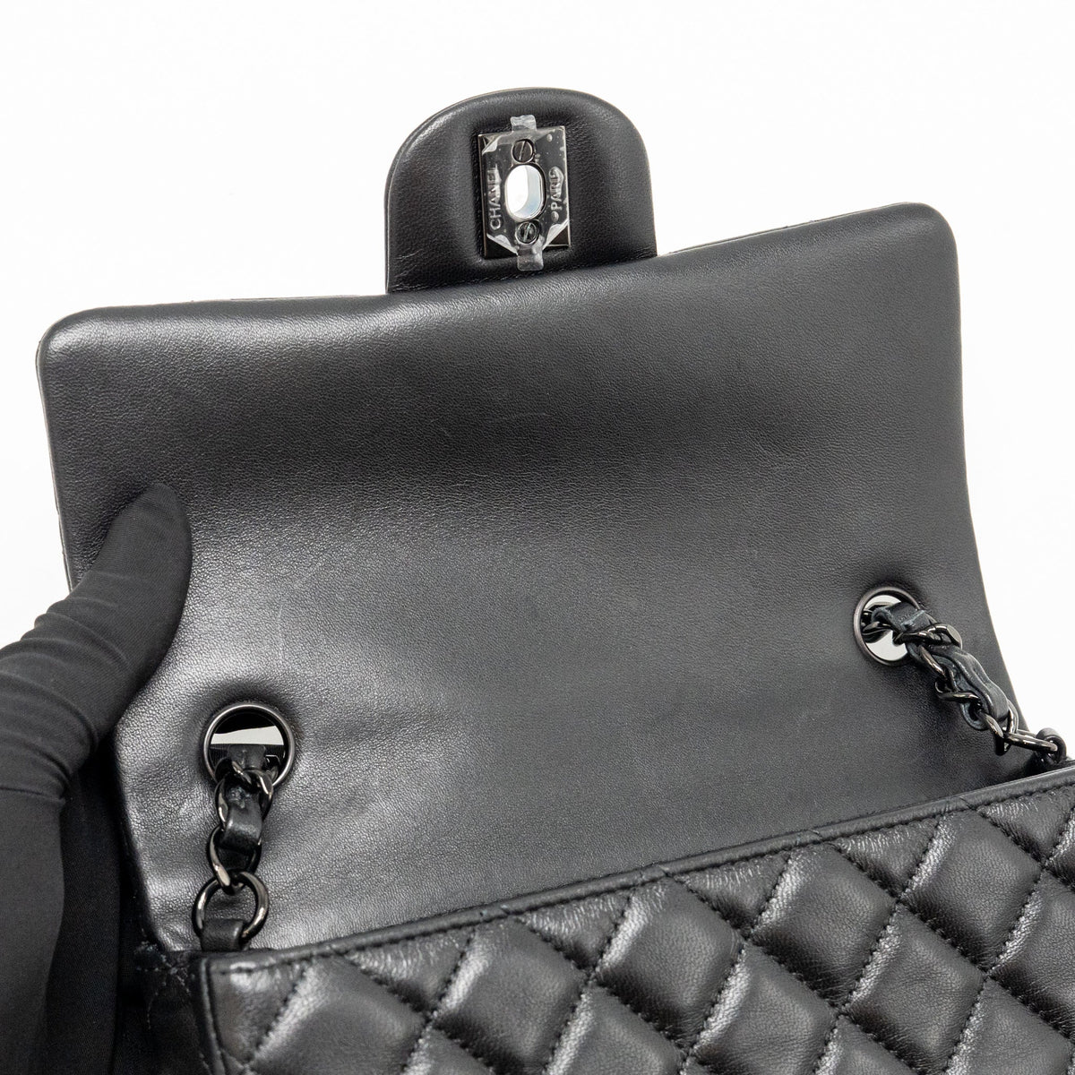 Chanel Mini Rectangular Flap Bag Lambskin SO Black (Microchip)