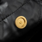 CHANEL MEDIUM 22 BAG WHITE LETTER CALFSKIN BLACK GHW(MICROCHIP)