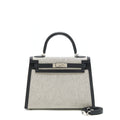 Hermes Kelly 28 Toile H Black/ Grey SHW
