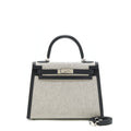HERMES KELLY 28 TOILE H BLACK/ GREY SHW