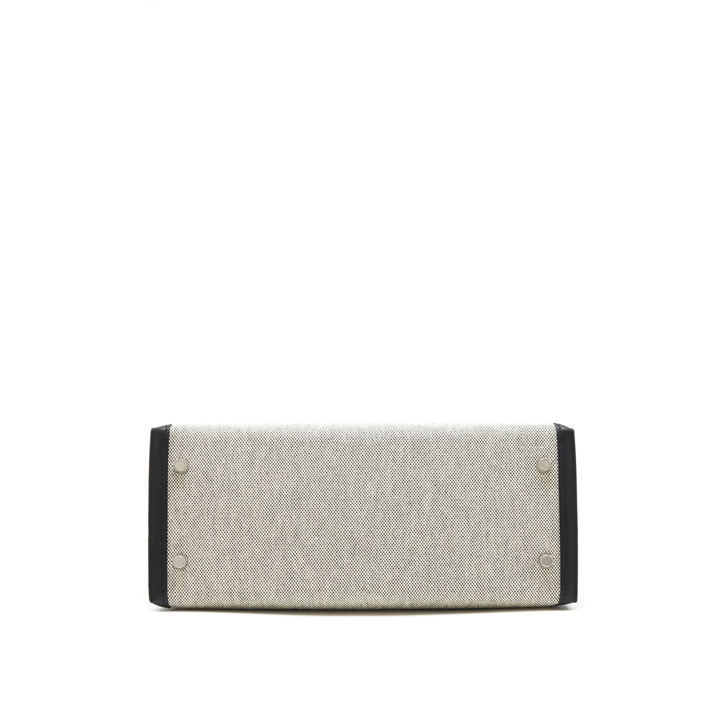 Hermes Kelly 28 Toile H Black/ Grey SHW