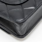 CHANEL PEARL CRUSH WALLET ON CHAIN LAMBSKIN BLACK GHW (MICROCHIP)