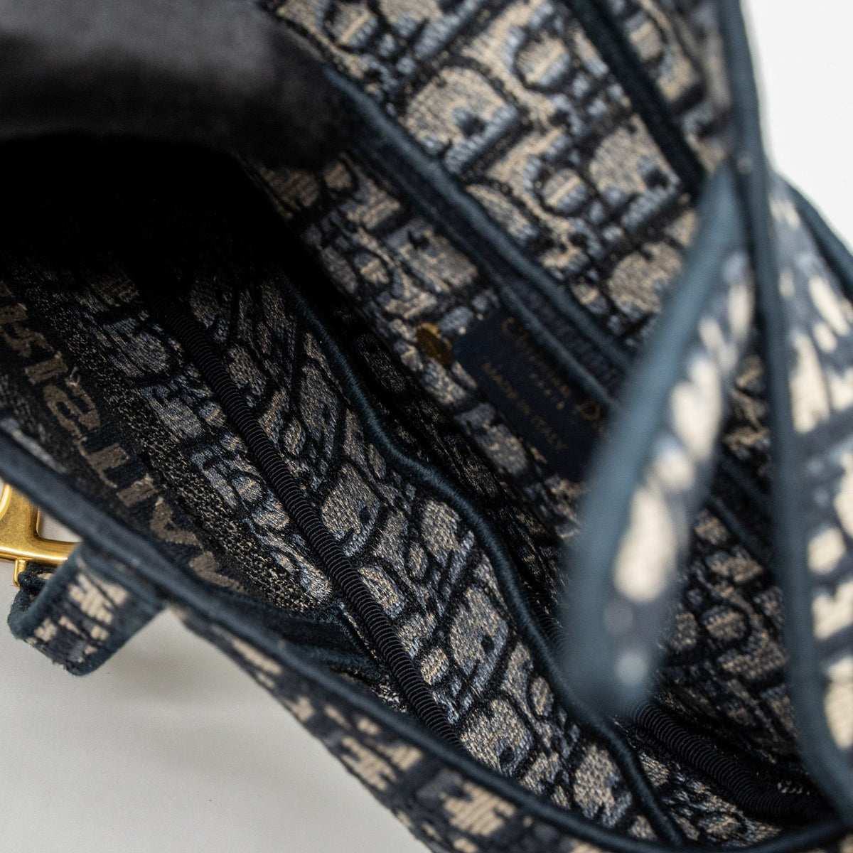 DIOR SADDLE BAG BLUE OBLIQUE EMBROIDERY GHW