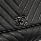 Chanel Large Coco Handle Flap Bag Caviar SO Black