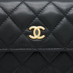 CHANEL PEARL CRUSH MINI BELT COINS PURSE/ CARD HOLDER BLACK GHW