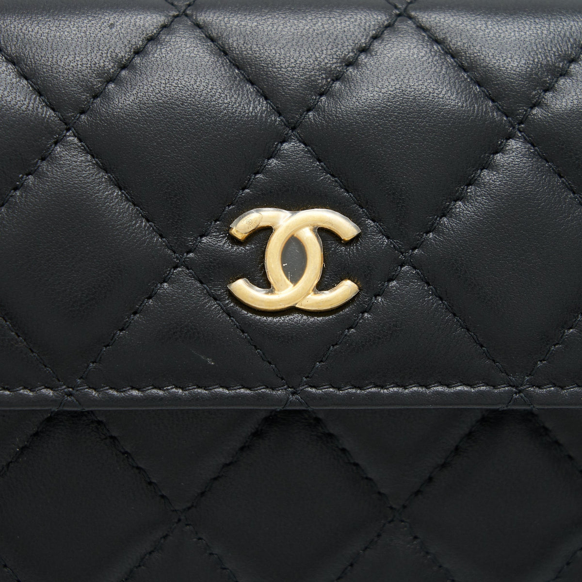 CHANEL PEARL CRUSH MINI BELT COINS PURSE/ CARD HOLDER BLACK GHW