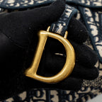 DIOR SADDLE BAG BLUE OBLIQUE EMBROIDERY GHW