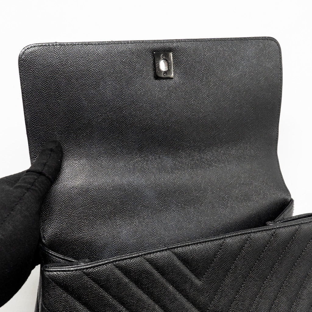 Chanel Large Coco Handle Flap Bag Caviar SO Black