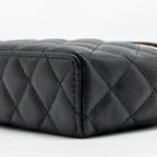 CHANEL 25P CC TOP HANDLE VANITY WITH CHAIN CAVIAR BLACK LGHW (MICROCHIP)