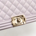 Chanel 16P Medium Boy Bag IRIDESCENT Glazed Calfskin Light Purple LGHW