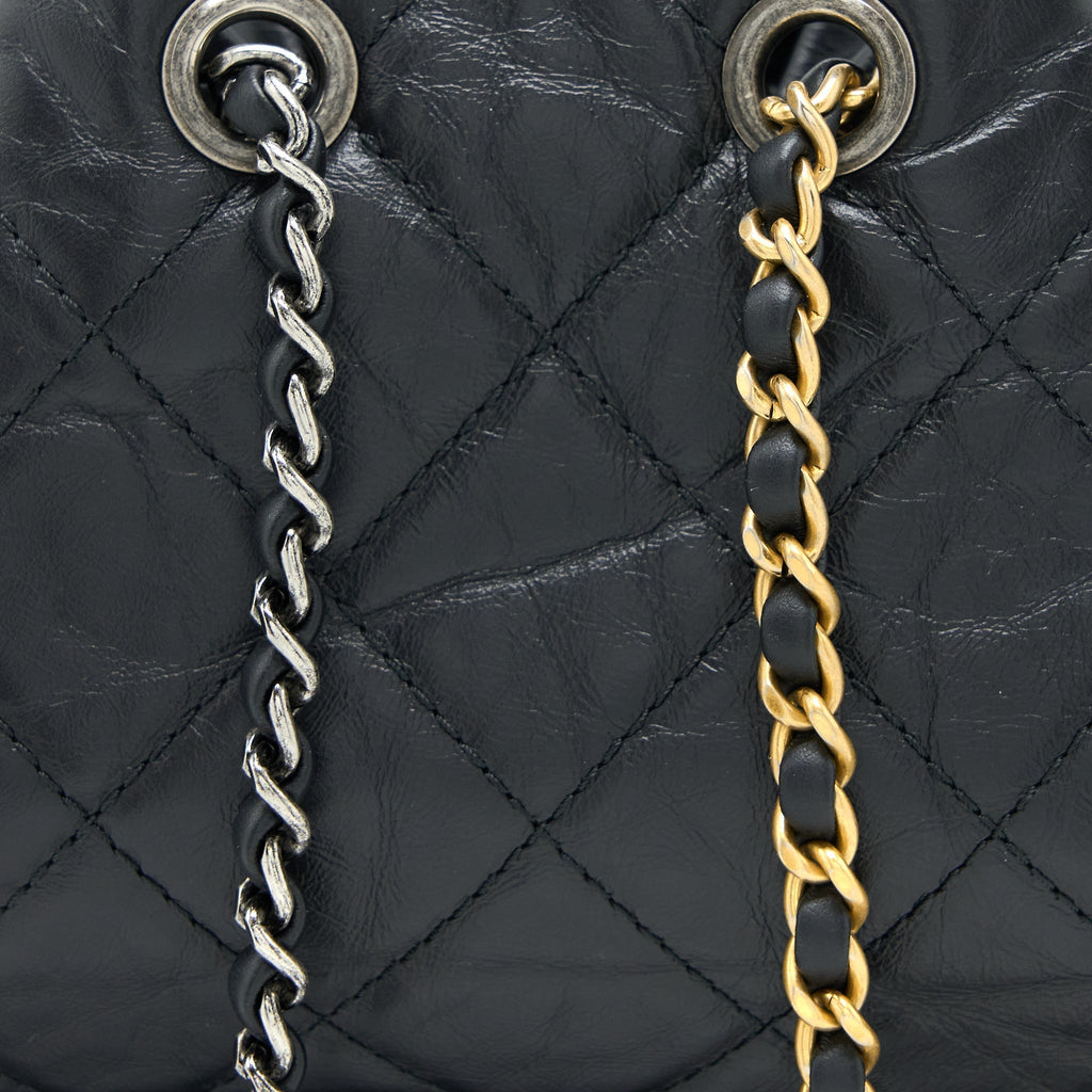 CHANEL SMALL GABRIELLE BACKPACK AGED CALFSKIN BLACK MULTICOLOUR HARDWARE