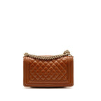 Chanel Medium Boy Bag Caviar Dark Brown LGHW (Microchip)