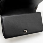 Chanel 16A Medium Boy Bag Pleated Calfskin Black/White RUTHENIUM HARDWARE