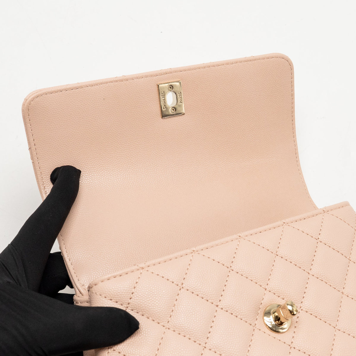 Chanel Small Coco Handle Flap Bag Caviar Pink LGHW (Microchip)