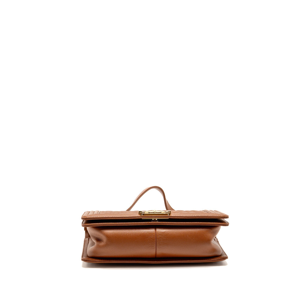 Chanel Medium Boy Bag Caviar Dark Brown LGHW (Microchip)