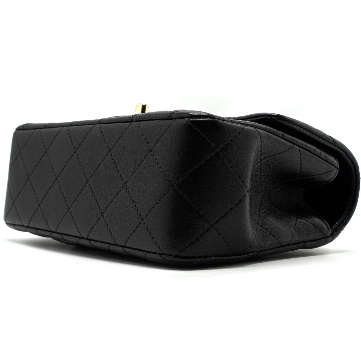 CHANEL TOP HANDLE MINI RECTANGULAR FLAP BAG LAMBSKIN BLACK LGHW (MICROCHIP)