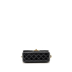 Chanel Letter Detailed Top Handle Flap Bag Lambskin Black GHW (Microchip)