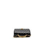 Chanel Letter Detailed Top Handle Flap Bag Lambskin Black GHW (Microchip)