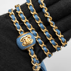 CHANEL PEARL CRUSH WALLET ON CHAIN DENIM BLUE GHW (MICROCHIP)